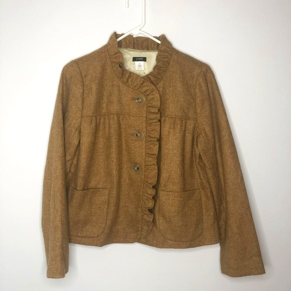 J. Crew Brown Ruffle Jacket - Picture 2 of 7